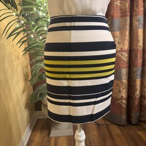 Ann Taylor Blue, White and Green Striped Mini Skirt